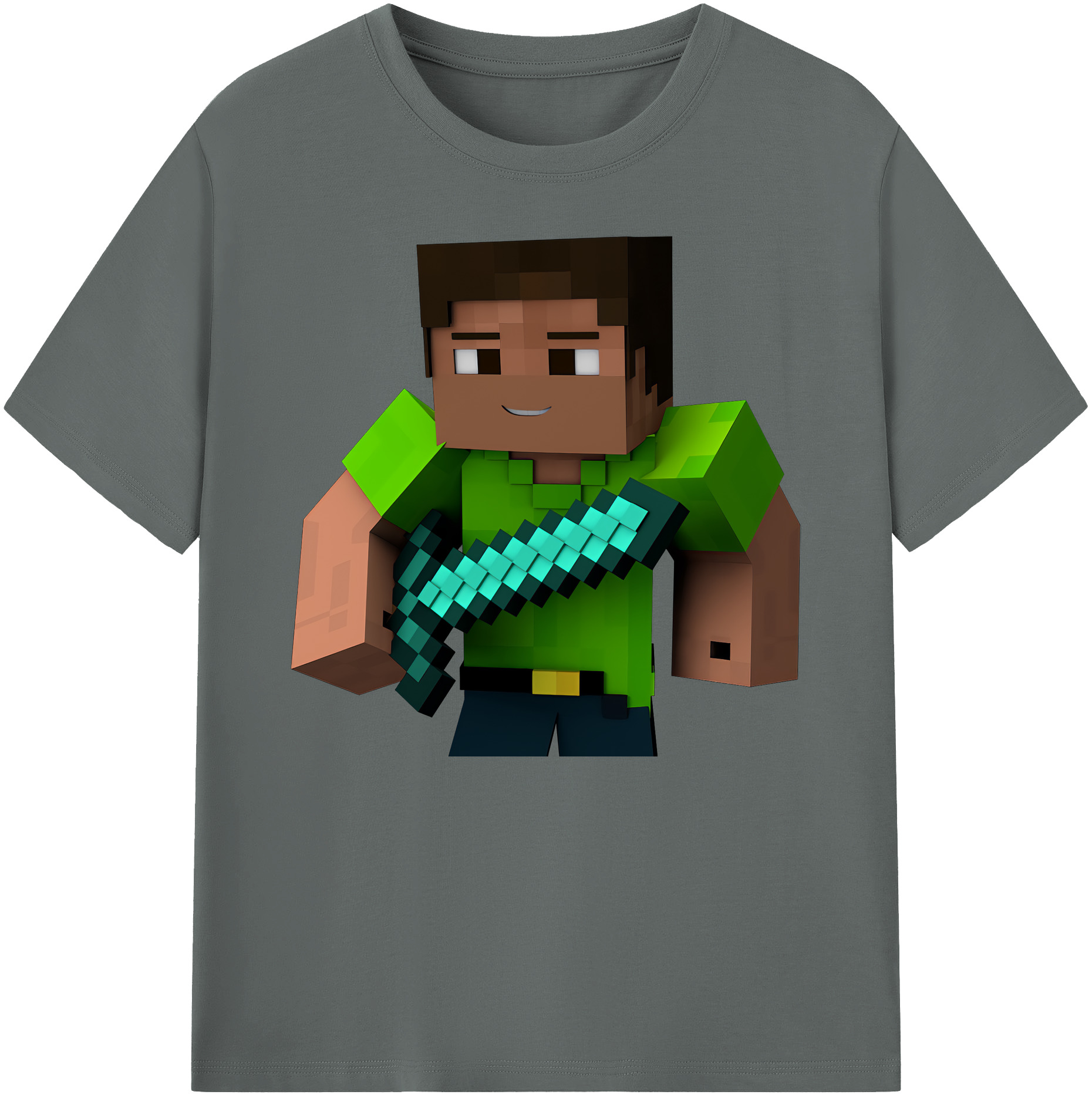 （画像用） マインクラフト ブロックの世界 Minecraft MC Block world 綿100％ メンズ半袖Tシャツ｜肌触りやわらか＆通気性